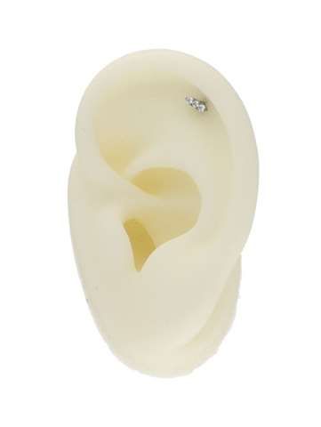 Helix/tragus piercing in titanium motief met 3 kristallen