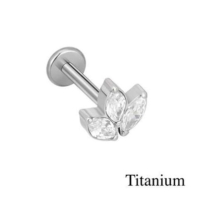 Labret/helix/tragus piercing kroon met 3 witte kristallen