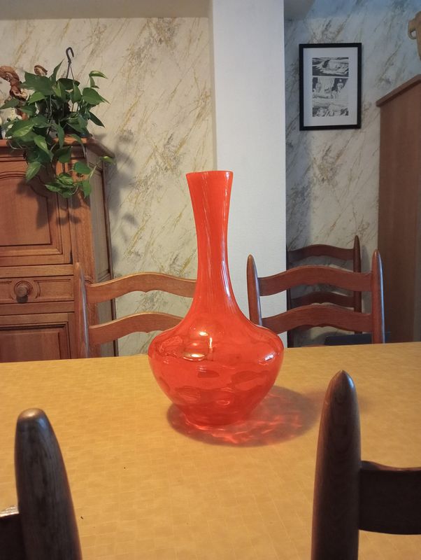 Grand vase motif bulles design orange 51 cm