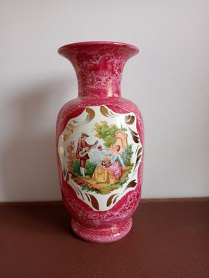 Italiaanse porseleine roos-rood vaas 1950's