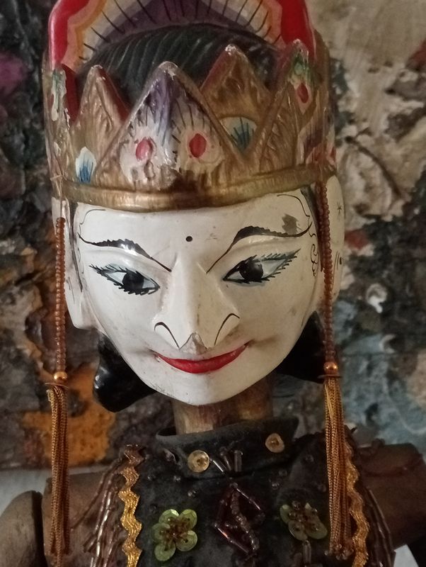 Figurine bâton vintage poupée indonésienne Wayang Golek 1970