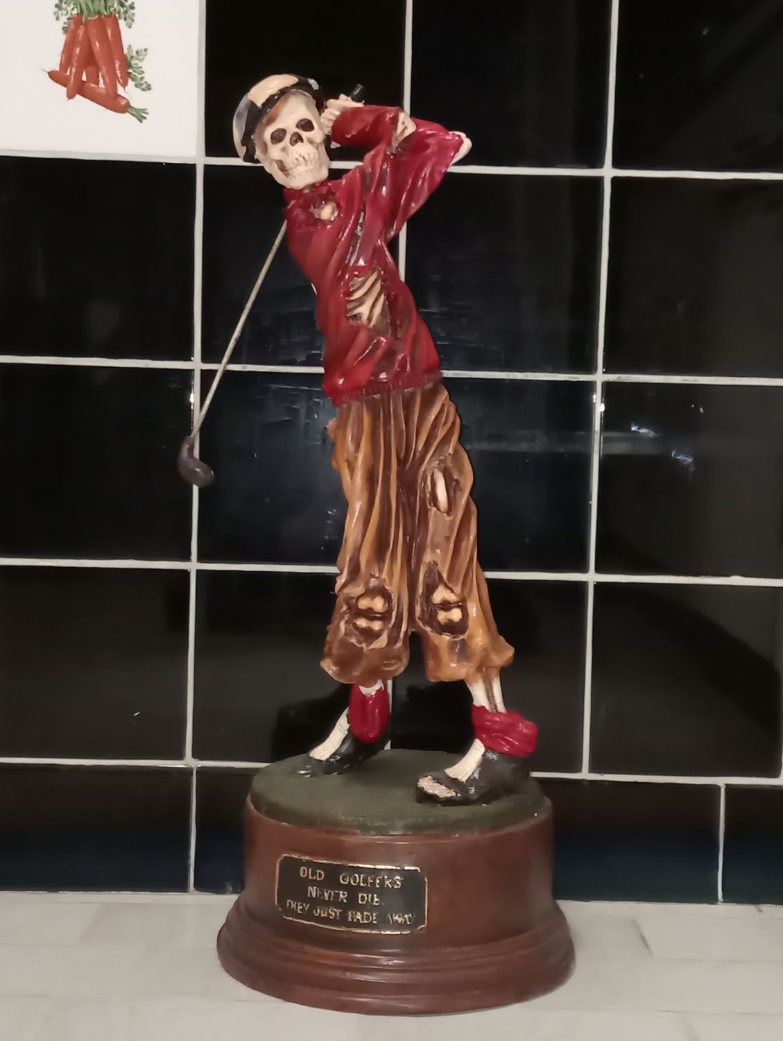 Large 24" Skeleton Zombie Golfer Figure Statue Old Golfers Never Die!