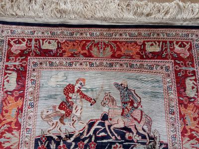 Origineel handgeknoopt Turks Hereke zijde op zijde. wand/vloertapijt