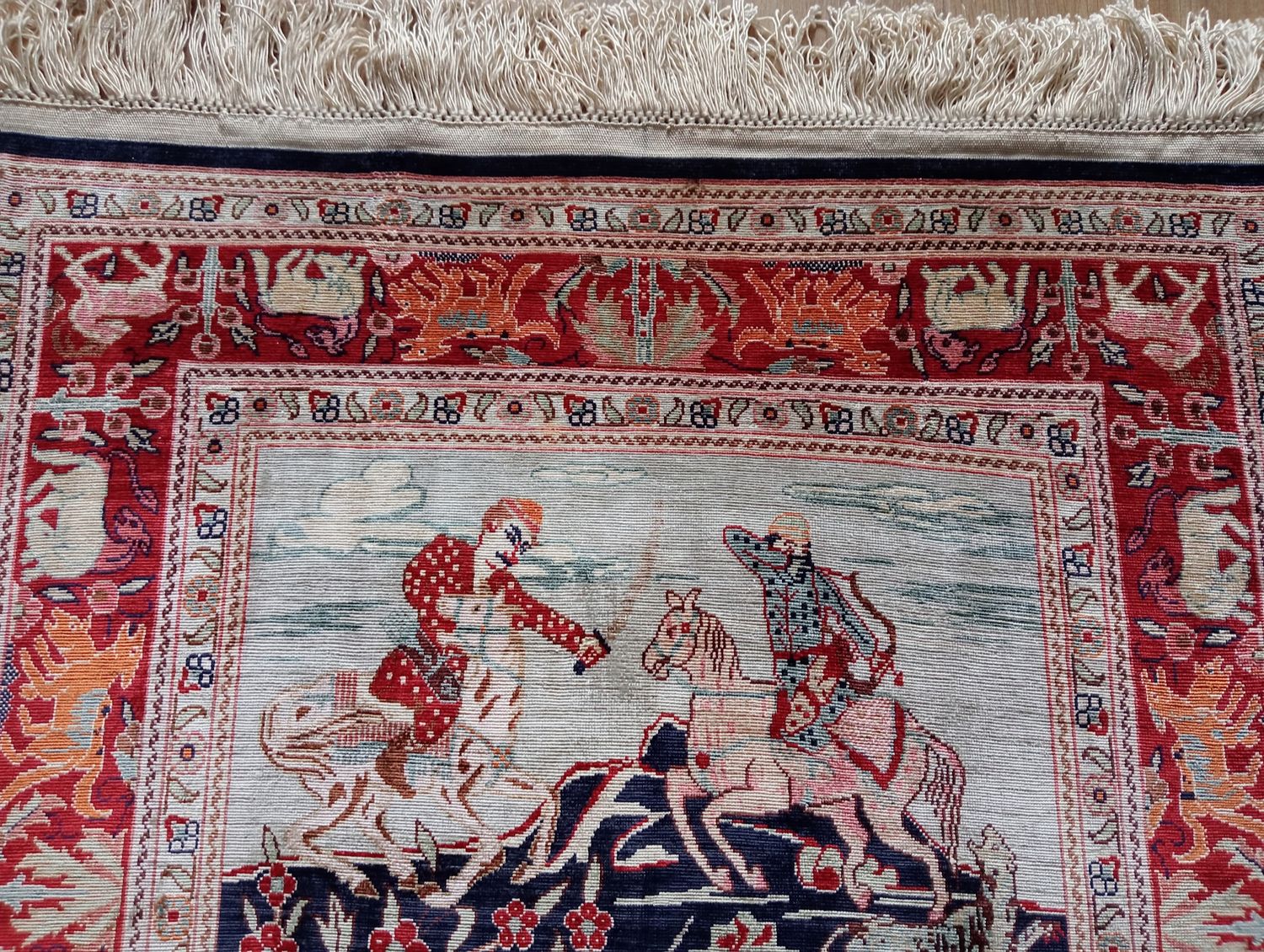 Origineel handgeknoopt Turks Hereke zijde op zijde. wand/vloertapijt