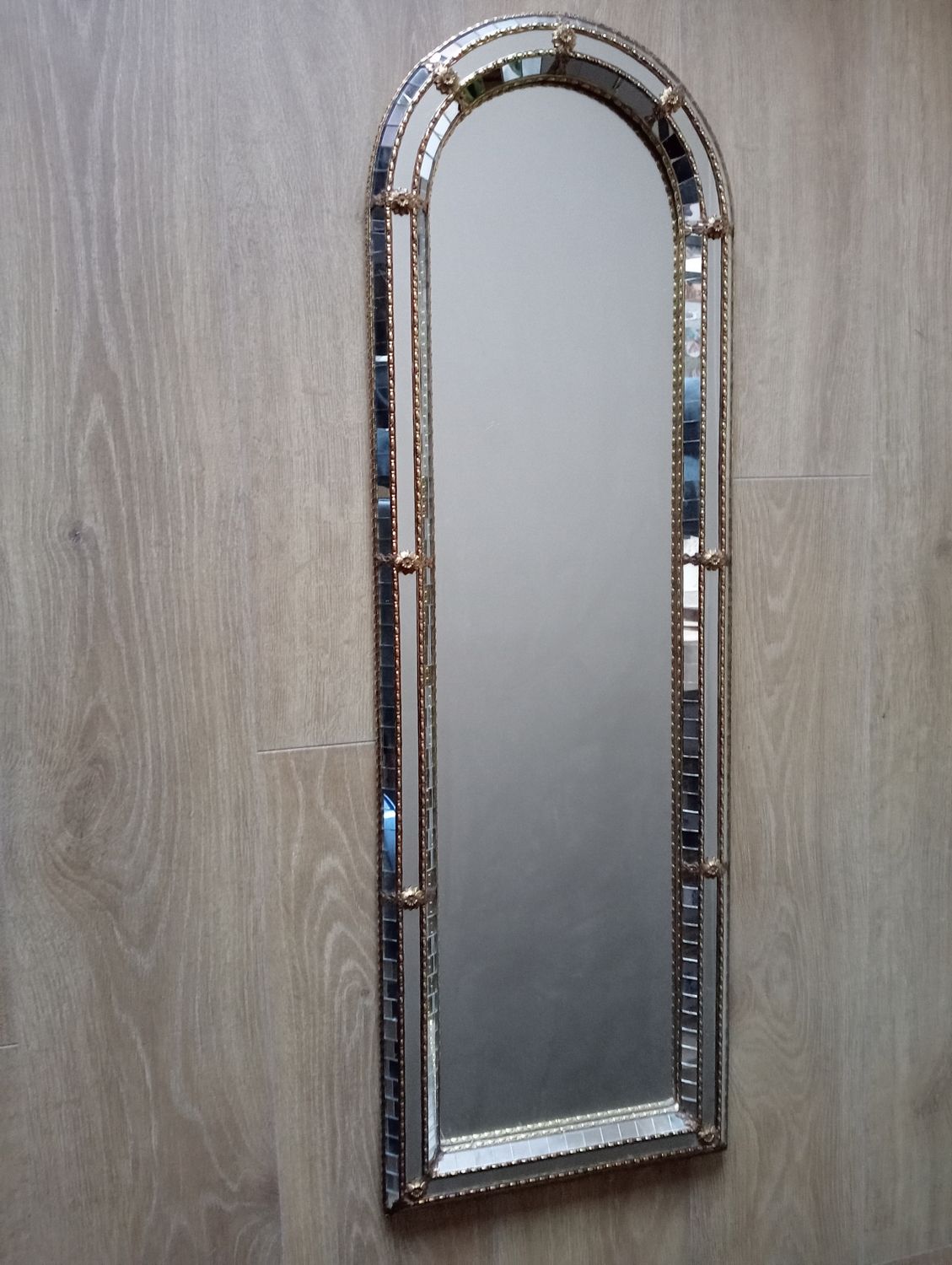 Miroir mural vintage avec détails en verre incrusté - Art Déco