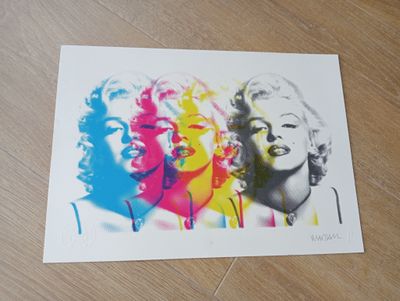 A screen print edition by British artist Russell Marshall, entitled "Marilyn Monroe"