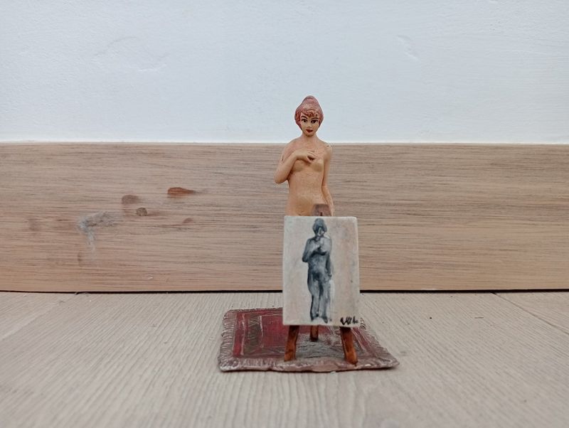 “The painting and the model” by Franz Bergman(1861-+1936)