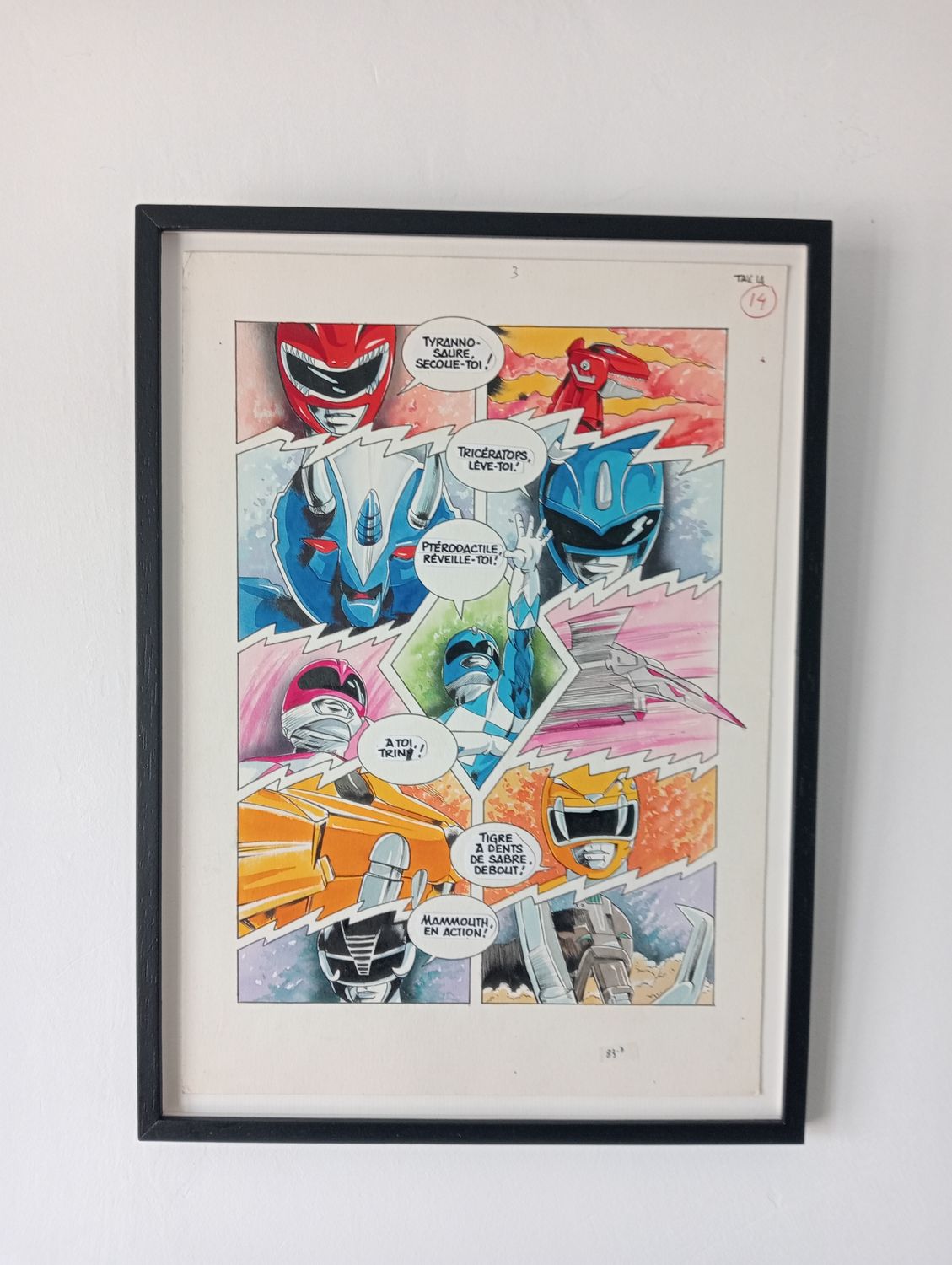 Page originale des Power Rangers - verre antireflet - 1994-1997