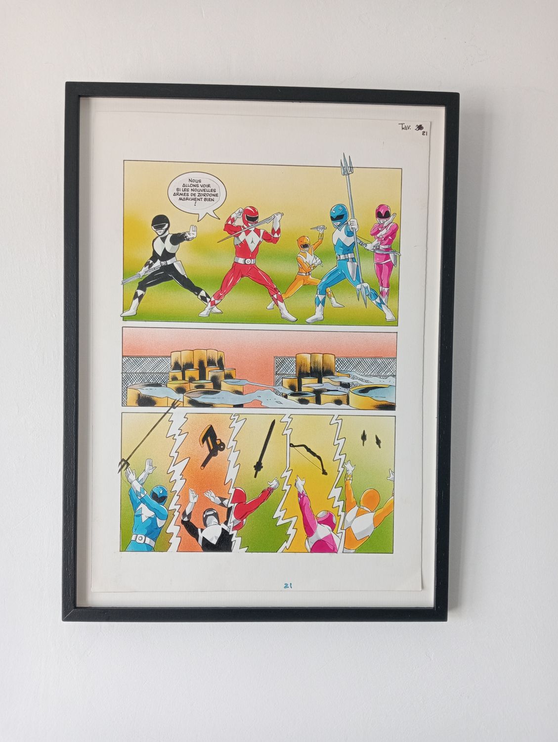 Page originale des Power Rangers - verre antireflet - 1994-1997