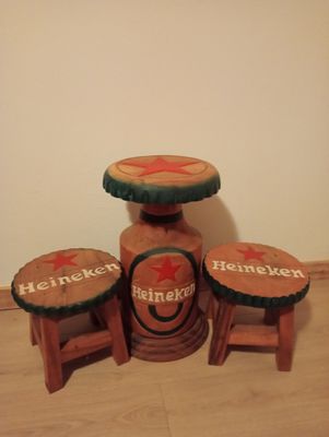Heineken: Set van drie barkrukken - originele staat