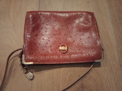 Struisvogel leren tasje - authentiek