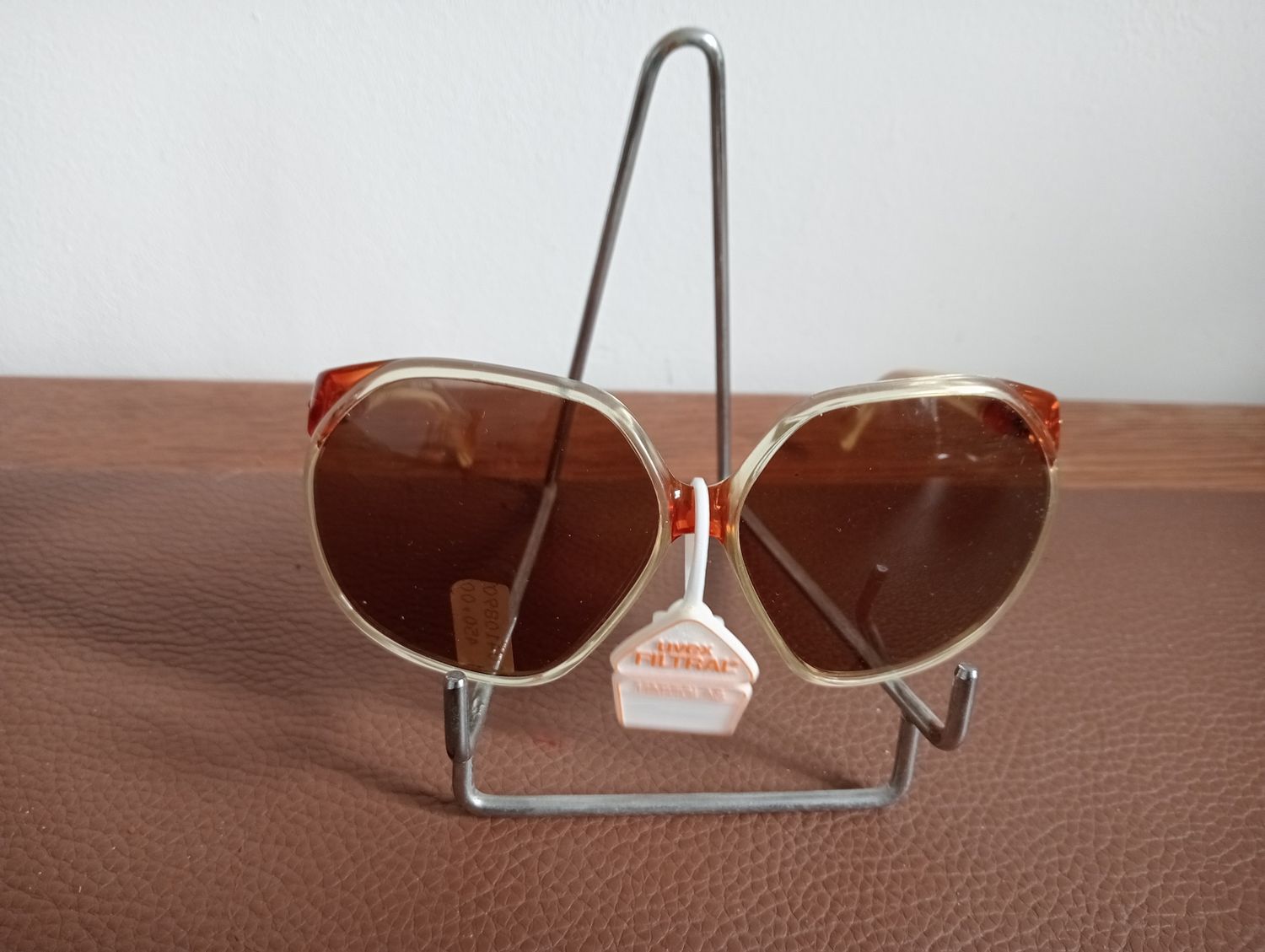 Filtre Uvex vintage - Grand format - Années 1980 - Allemagne de l'Ouest - Emballage d'origine - Gris clair/orange