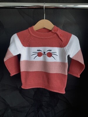 Pull Mevrouw Poes Tricolor Roze