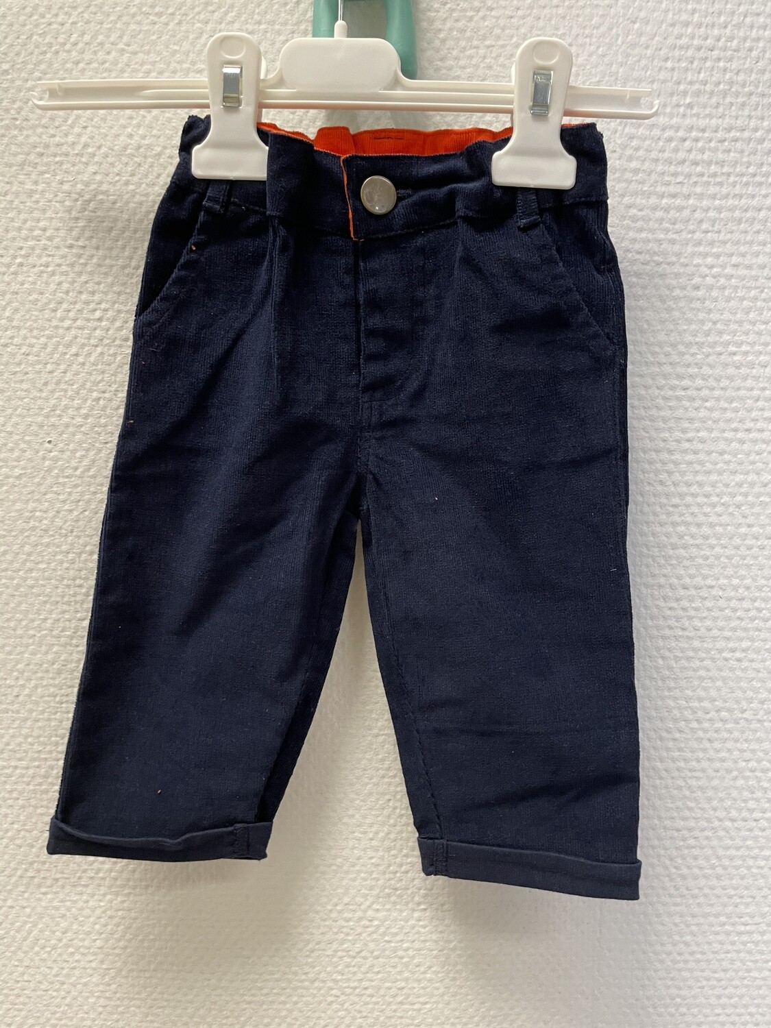 Fluweel broek Donkerblauw/oranje