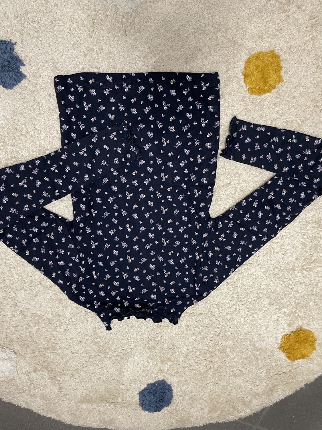 Longsleeve Bloemetjes donkerblauw