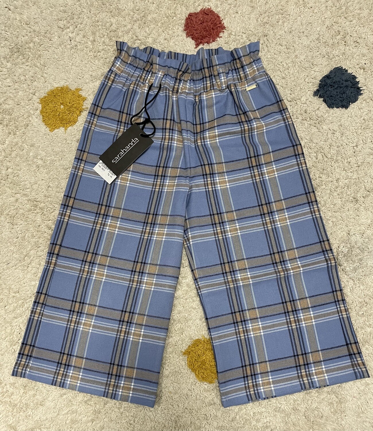 Wijde broek geruit blauw Sarabanda