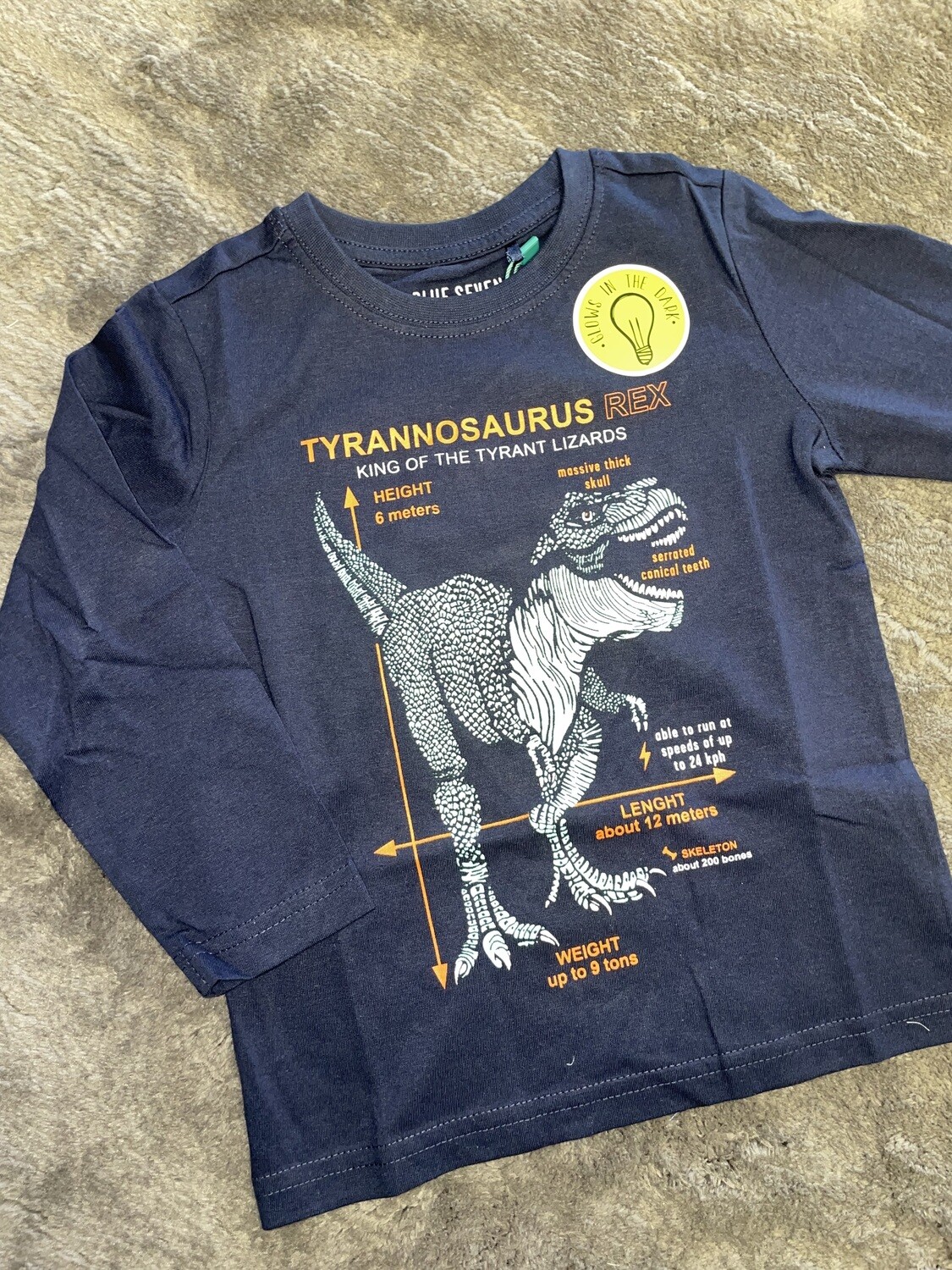 Longsleeve Dino Glow in the dark, Maat: 92, Kleur: Navy