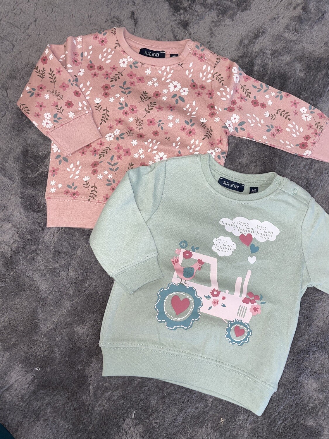 Sweater gebloemd/boerderij blue seven