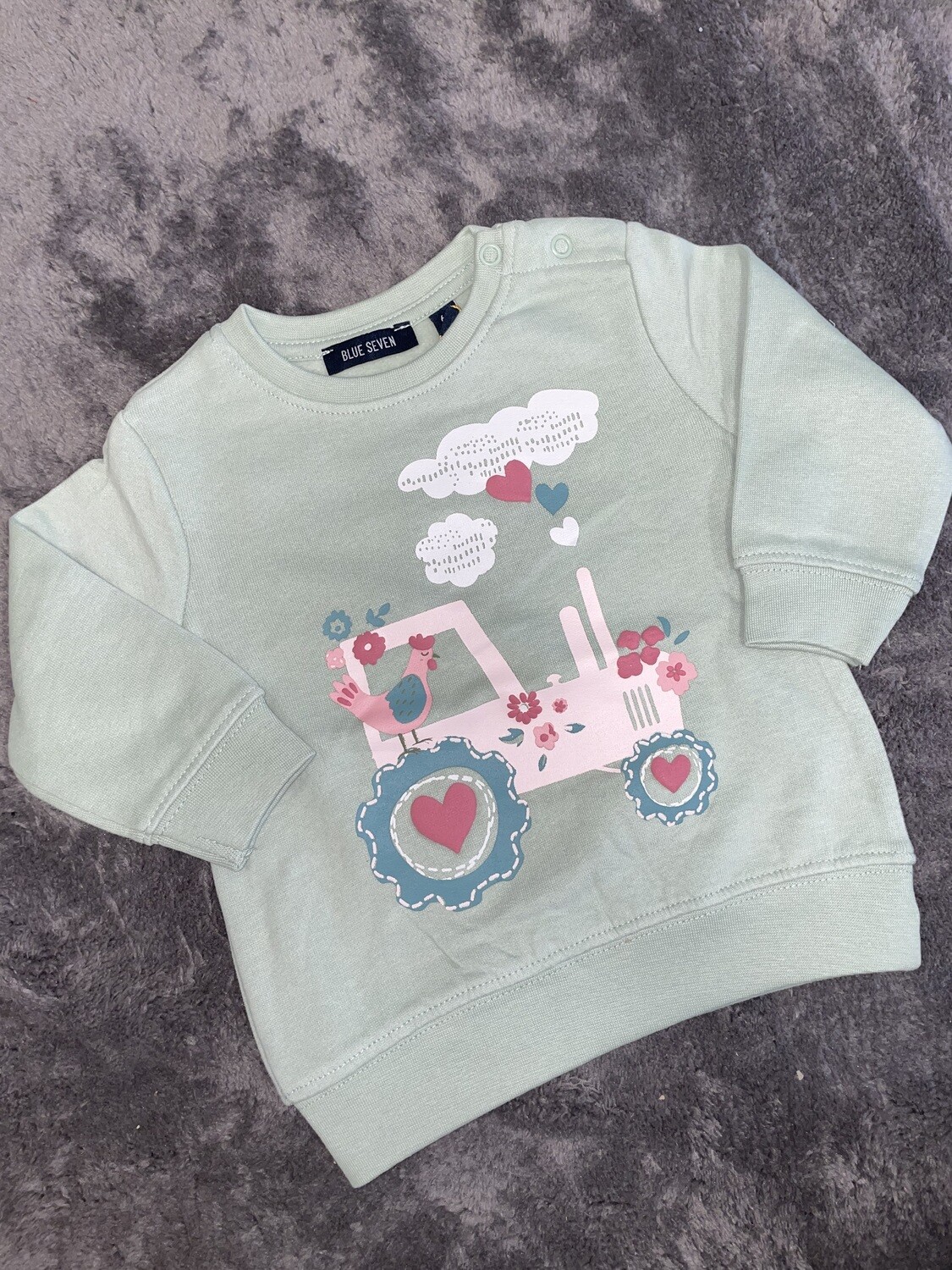 Sweater gebloemd/boerderij blue seven, Maat: 68, Kleur: Groen