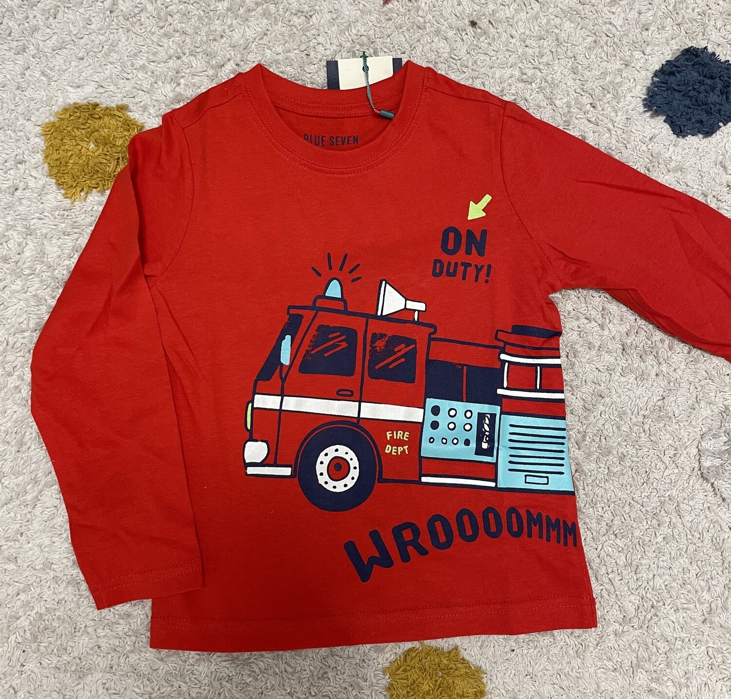 Longsleeve Voertuigen blue seven, Maat: 92, Kleur: Rood
