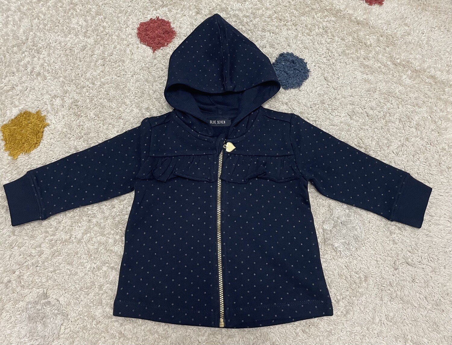 Blue Seven sweater met rits en kap Navy