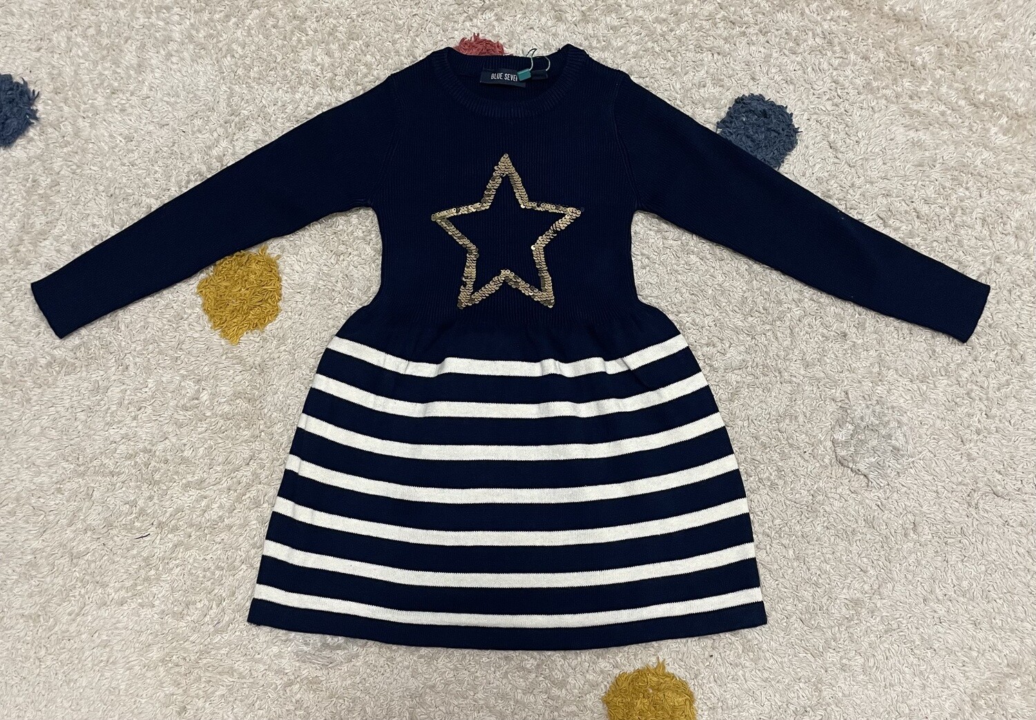 Blue Seven Kleedje gebreid Ster navy