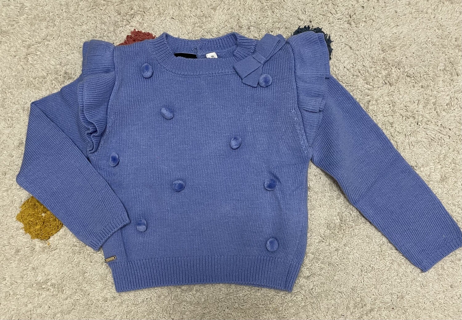 Sarabanda Pull blauw/paars pompon