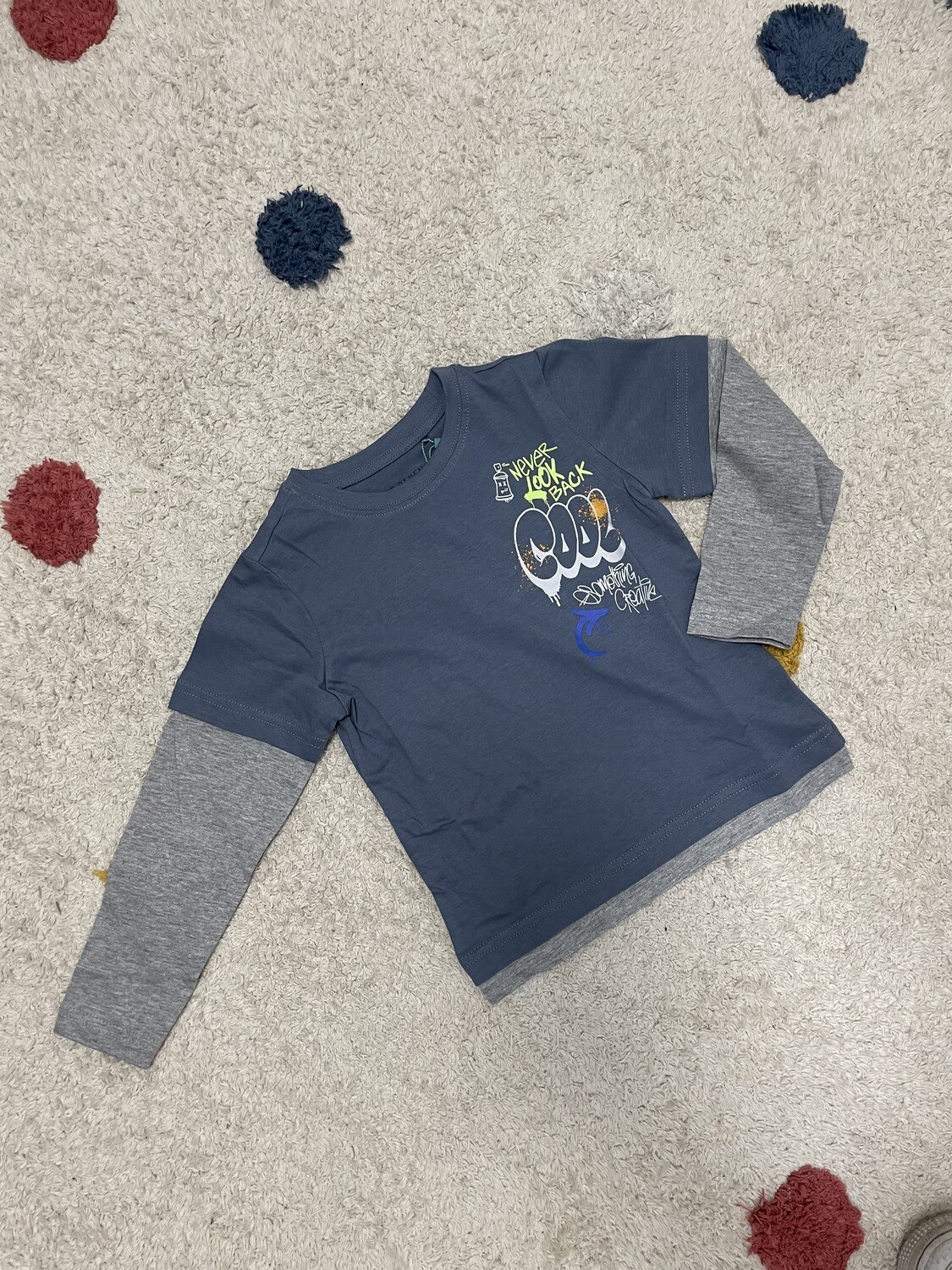 Blue seven longsleeve met t-shirt over graffiti, Maat: 92, Kleur: Blauw