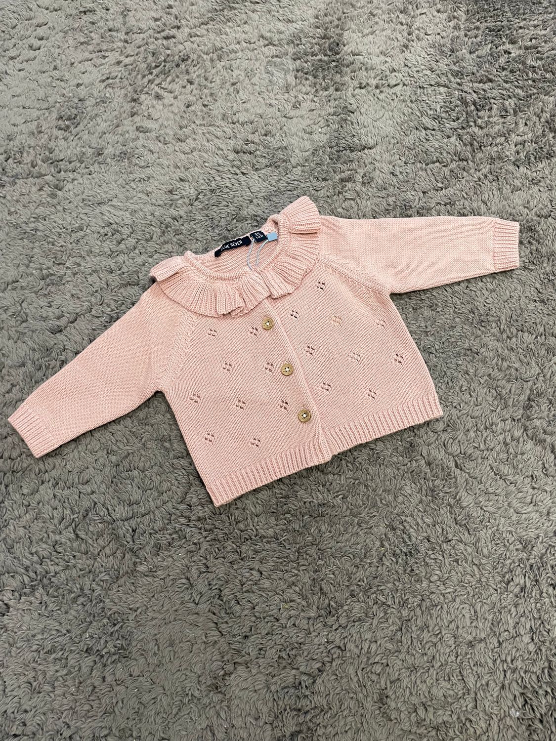 Blue Seven gebreide Cardigan oudroze met kraag