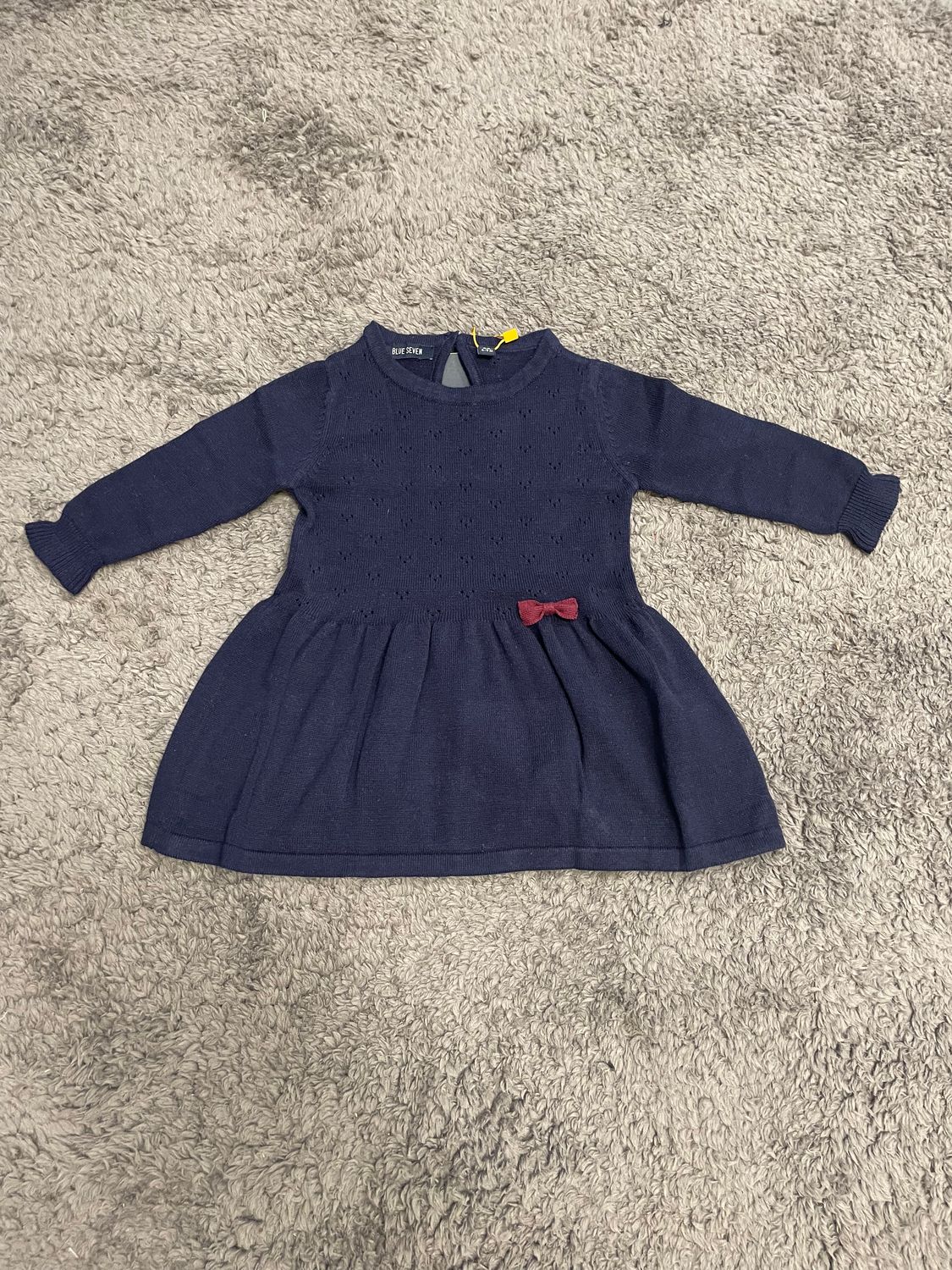Blue Seven gebreid kleedje strikje donkerblauw