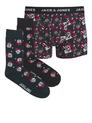 Jack&amp;Jones kerst geschenk boxer met sokken skull