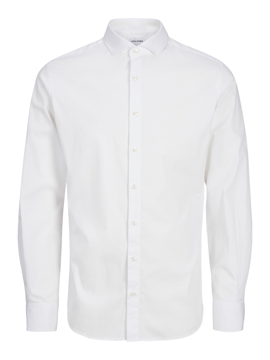 Jack&amp;Jones stretch hemd wit met donkerblauwe knopen
