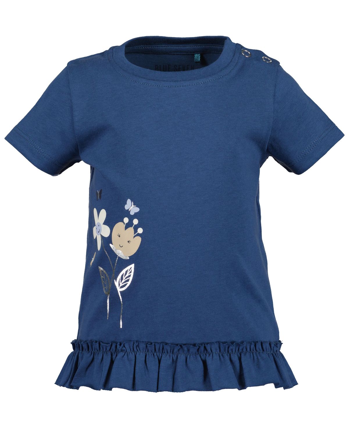 Blue Seven t shirt donkerblauw bloemen