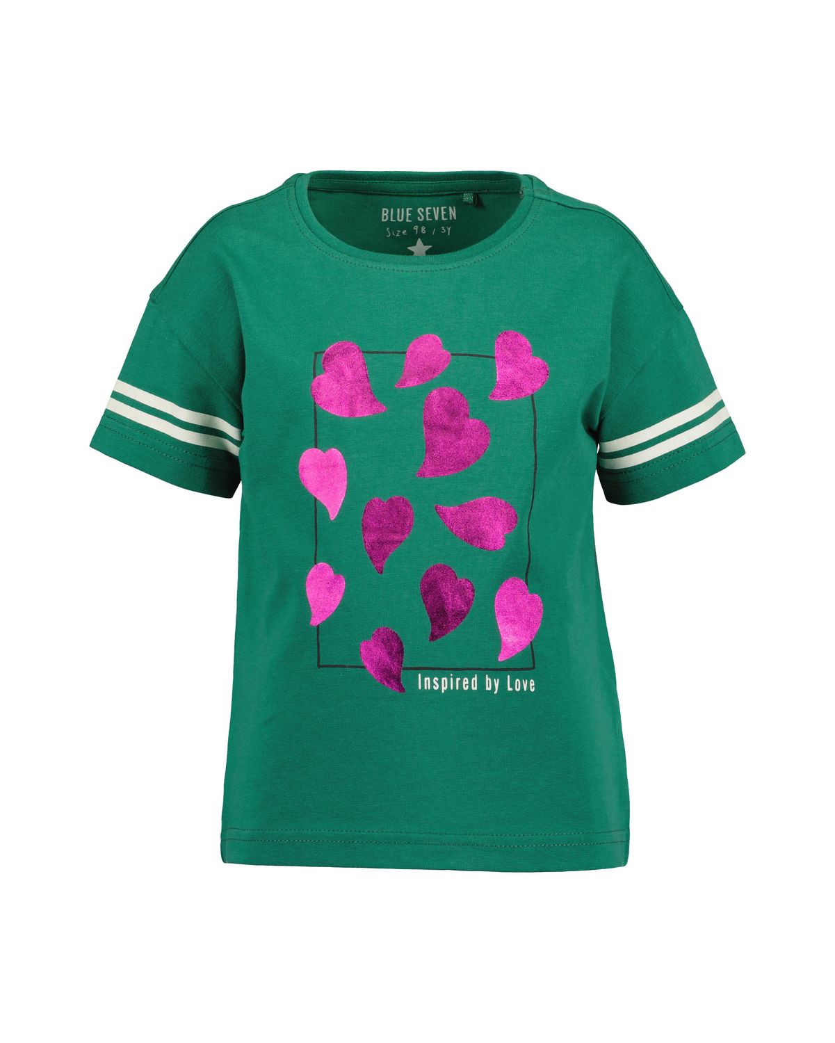 Blue Seven t shirt groen hartje roze