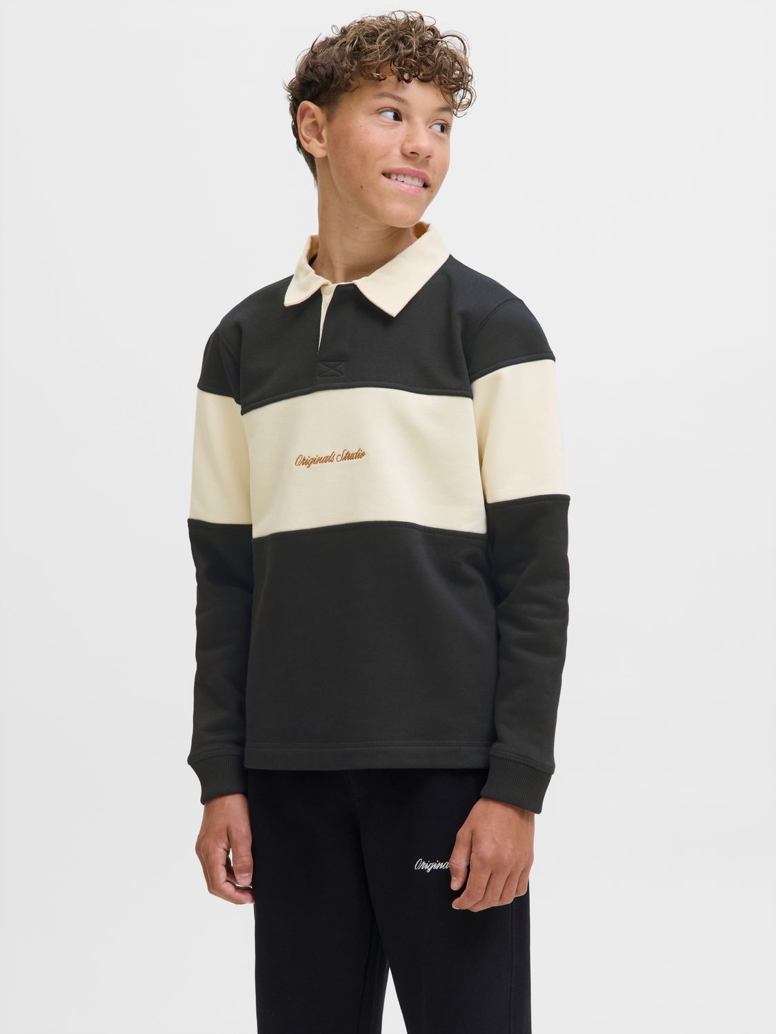 Jack&amp;Jones sweatpolo rebro blocking Black