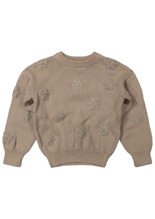 TwoYou Label Noah knitted flower jumper Brown