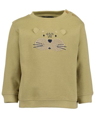 Blue Seven sweater met fleece bever groen