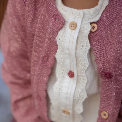 Little Dutch knitted cardigan glitter roze