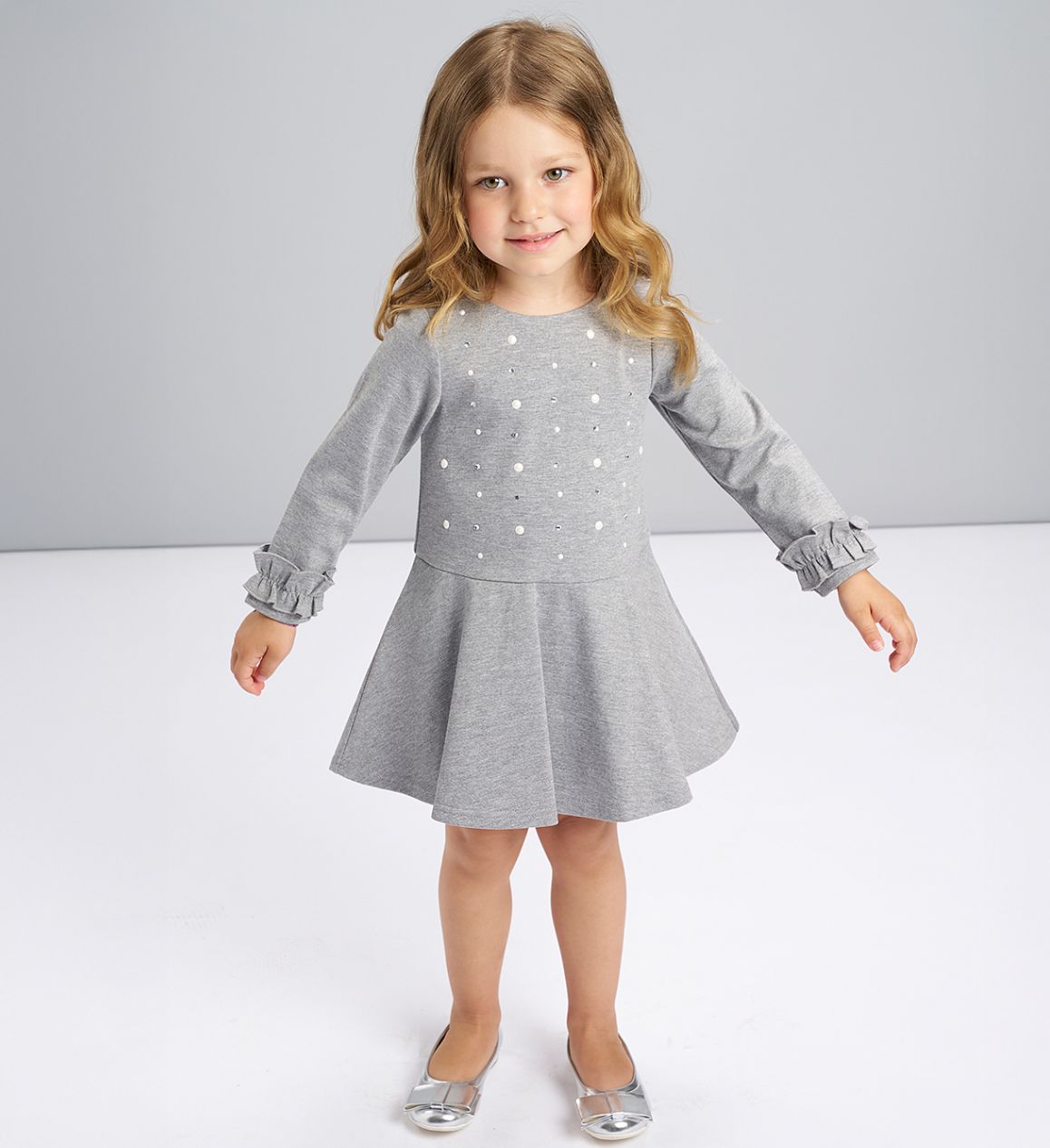 iDo luxe dress met pareltjes grijs