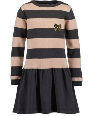 Blue Seven fijn gebreid gestreept kleedje met strikje