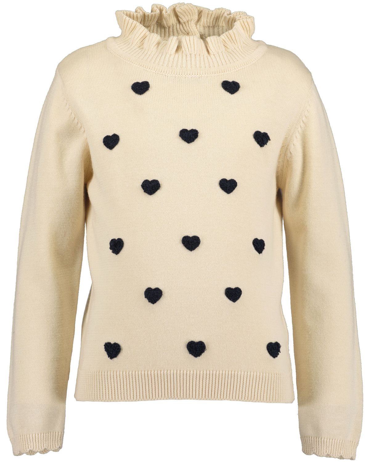 Blue Seven fijn gebreid pulletje beige met hartjes