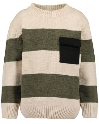 Blue Seven gebreide pull gestreept groen/beige