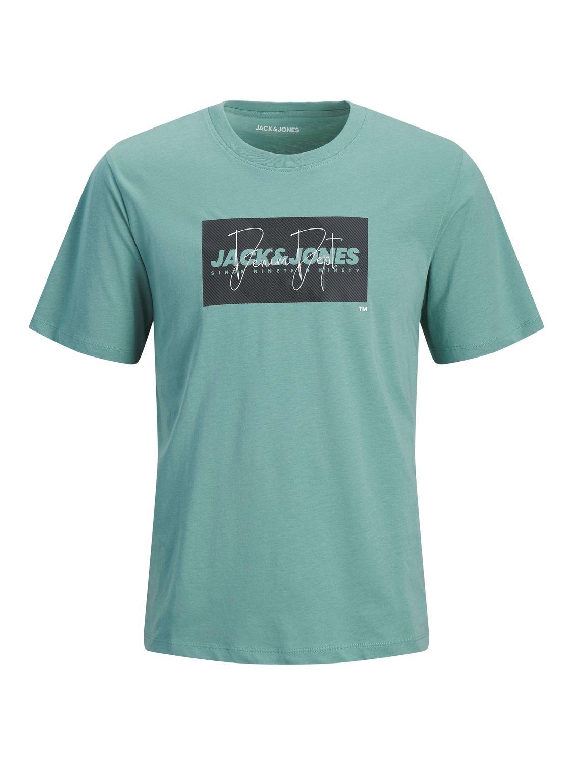 Jack&amp;Jones JJCOLE PRINT TEE SS CREW NECK MNI Mineral Blue