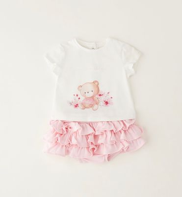 iDo set beertje met rok/broekje roze