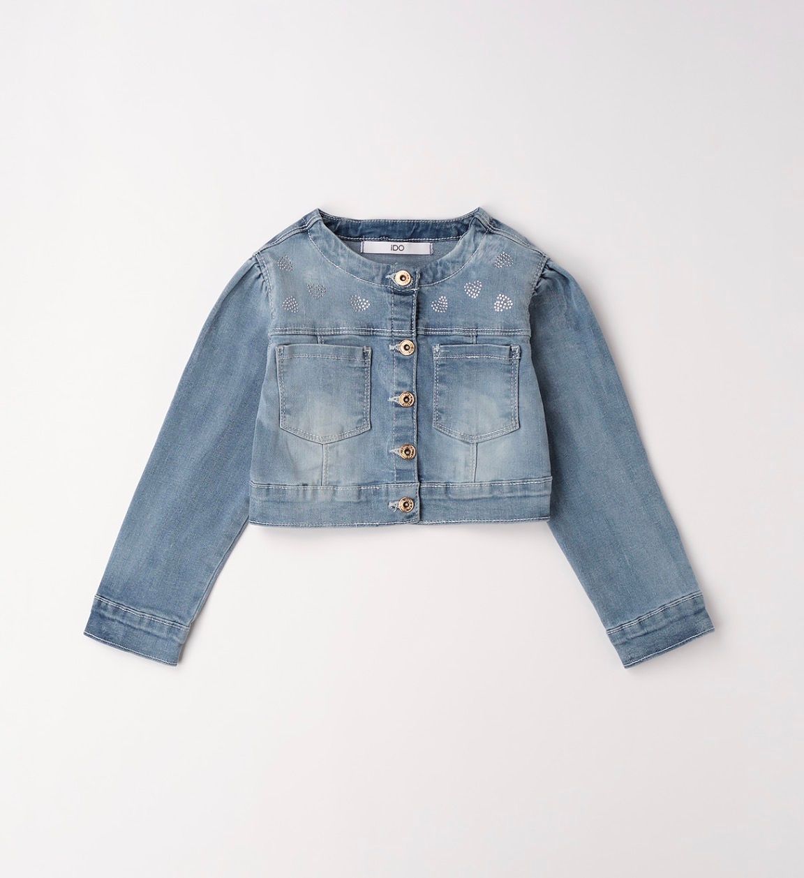 iDo jeans jasje zonder kraag met steentjes hartjes