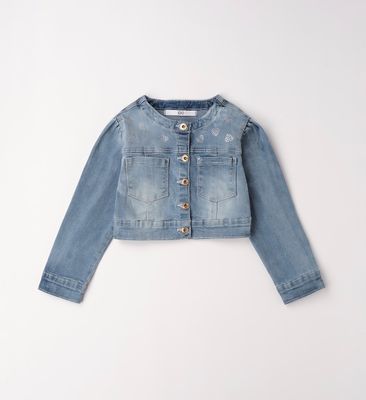 iDo jeans jasje zonder kraag met steentjes hartjes