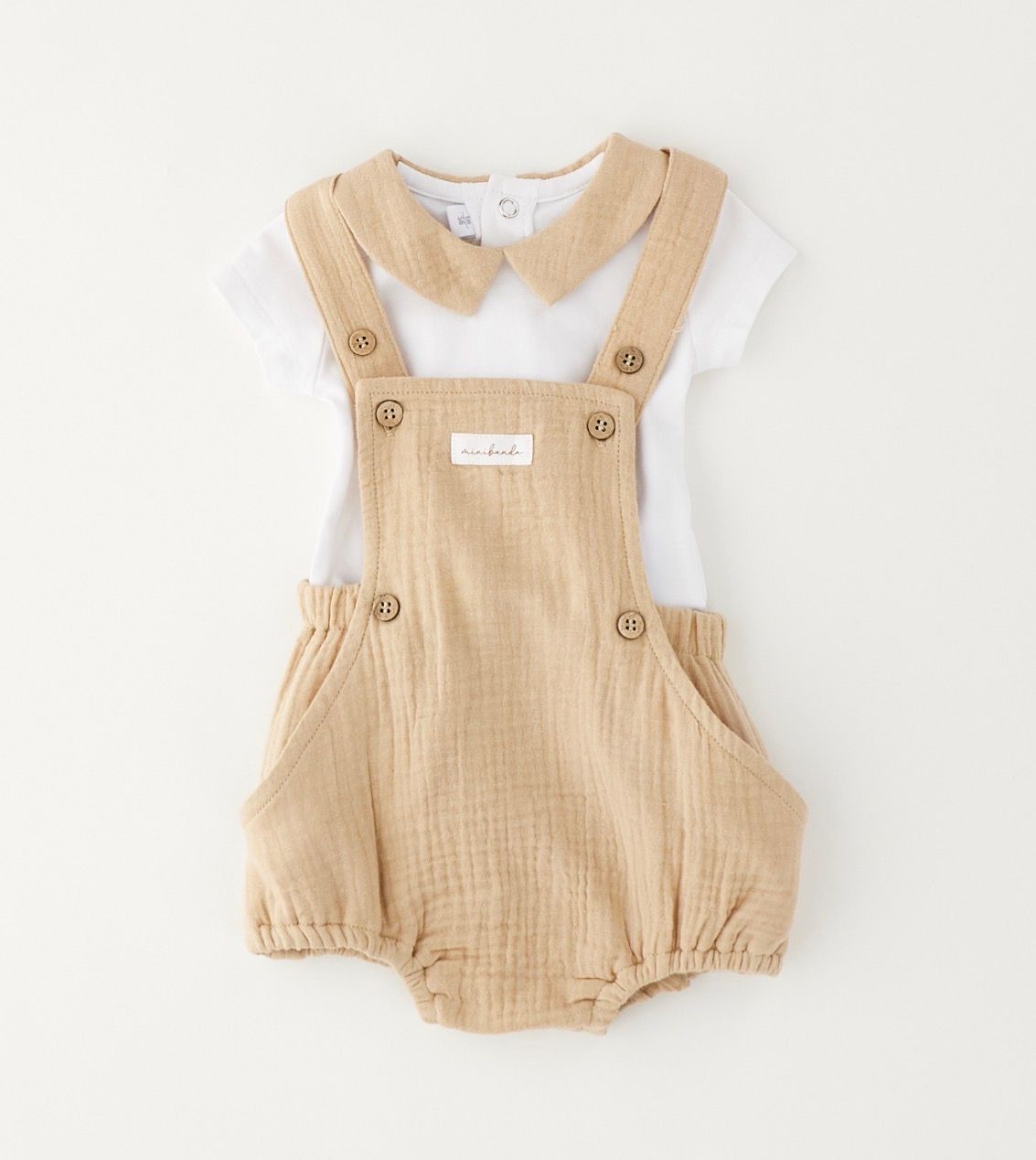 Minibanda Salopette en body beige tetra