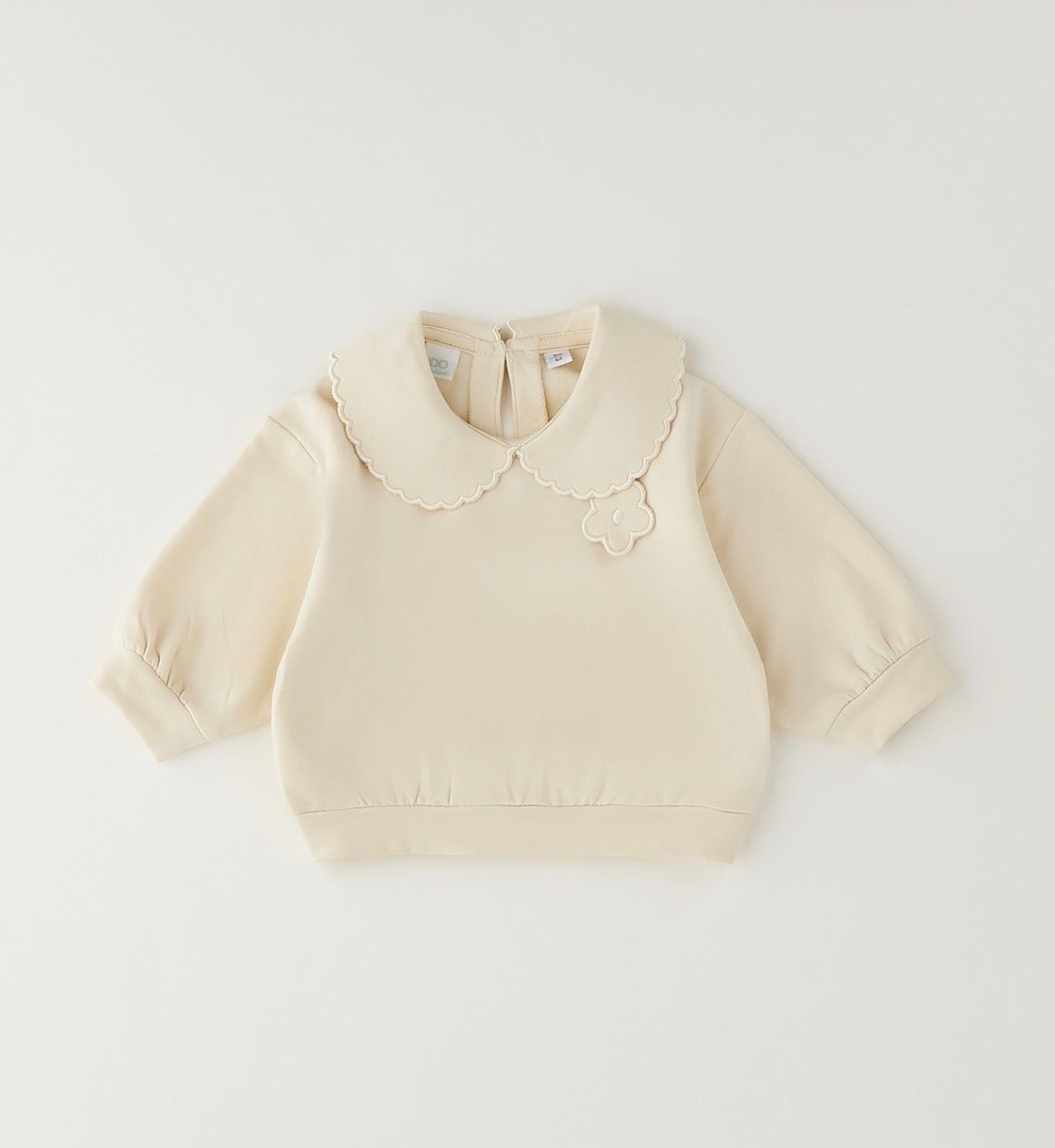 iDo sweater beige kraag en bloem