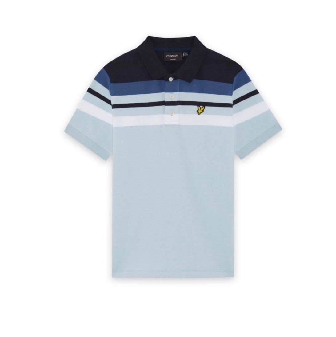 Lyle&amp;Scott polo engineered stripe Opal blue