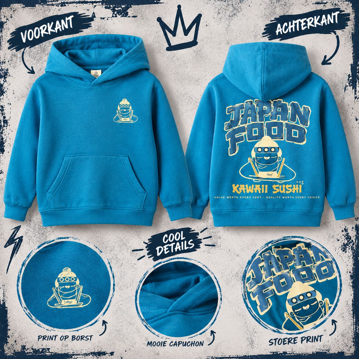 Grunt hoodie Japan food strong blue